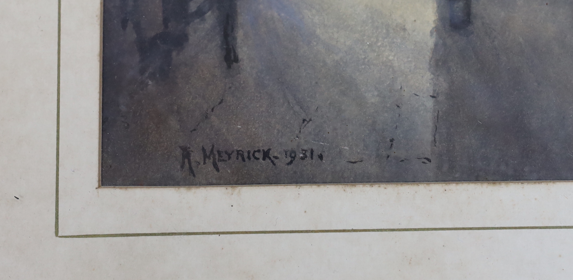 Arthur Meyrick (fl.1903-1914), watercolour, 'An impression, Shaftesbury Avenue', signed and dated 1931, East Kent Art Society, inscribed label verso, 35 x 25cm